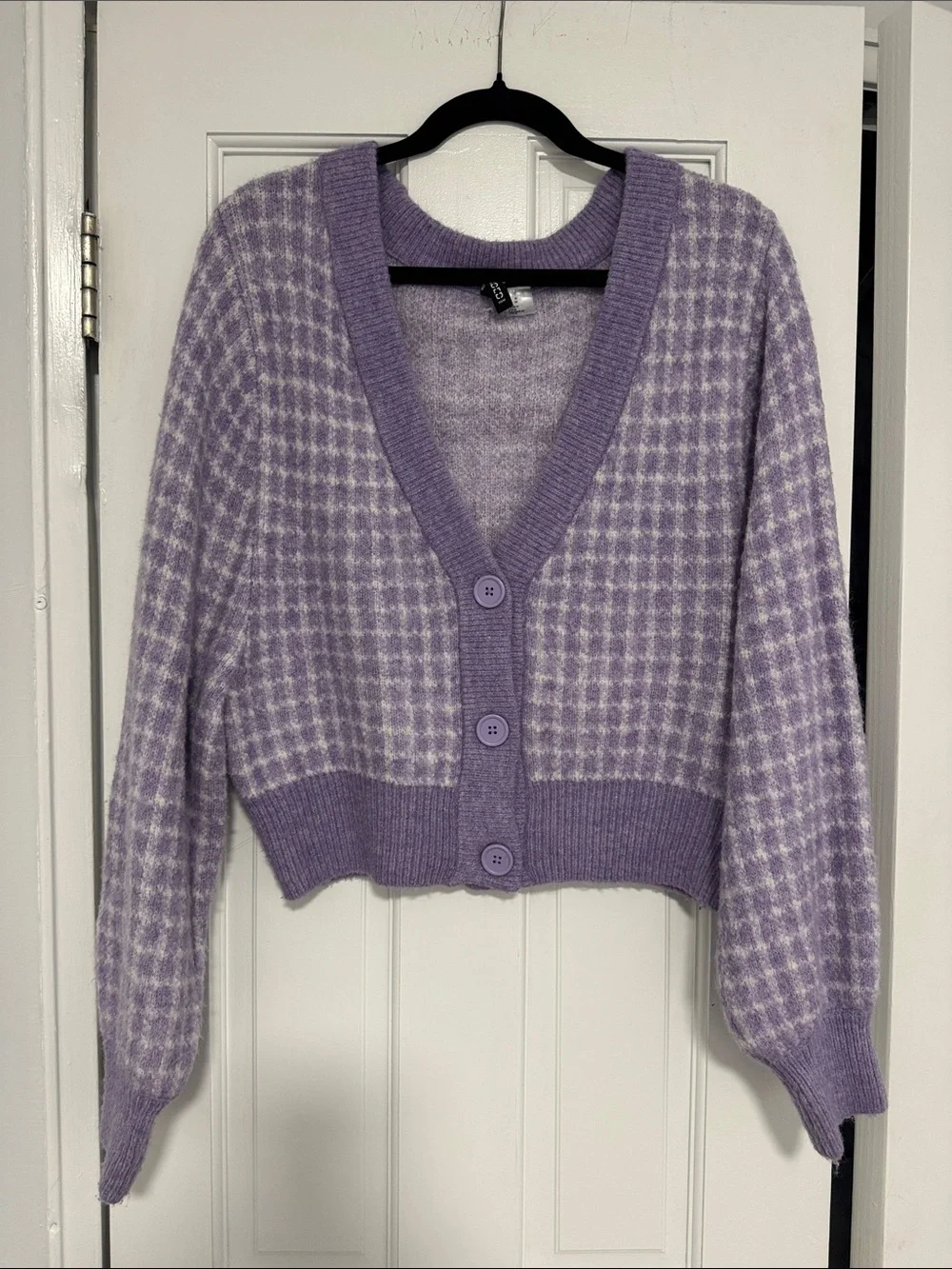 Divided Lavender Houndstooth V-Neck Cardigan